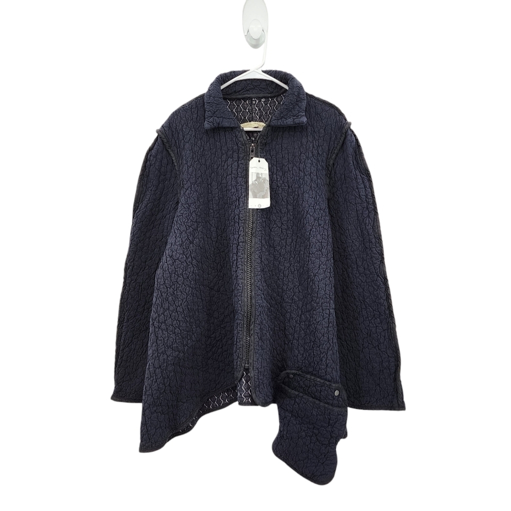 Cynthia Ashby Women's Corbet 100% Cotton Embossed Crinkle Full Zip Jacket - M